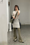 Boris Bidjan Saberi WTS1 series long hand-dyed short-sleeved cotton T-shirt WTS1.LONG FTT00001-HUI gray